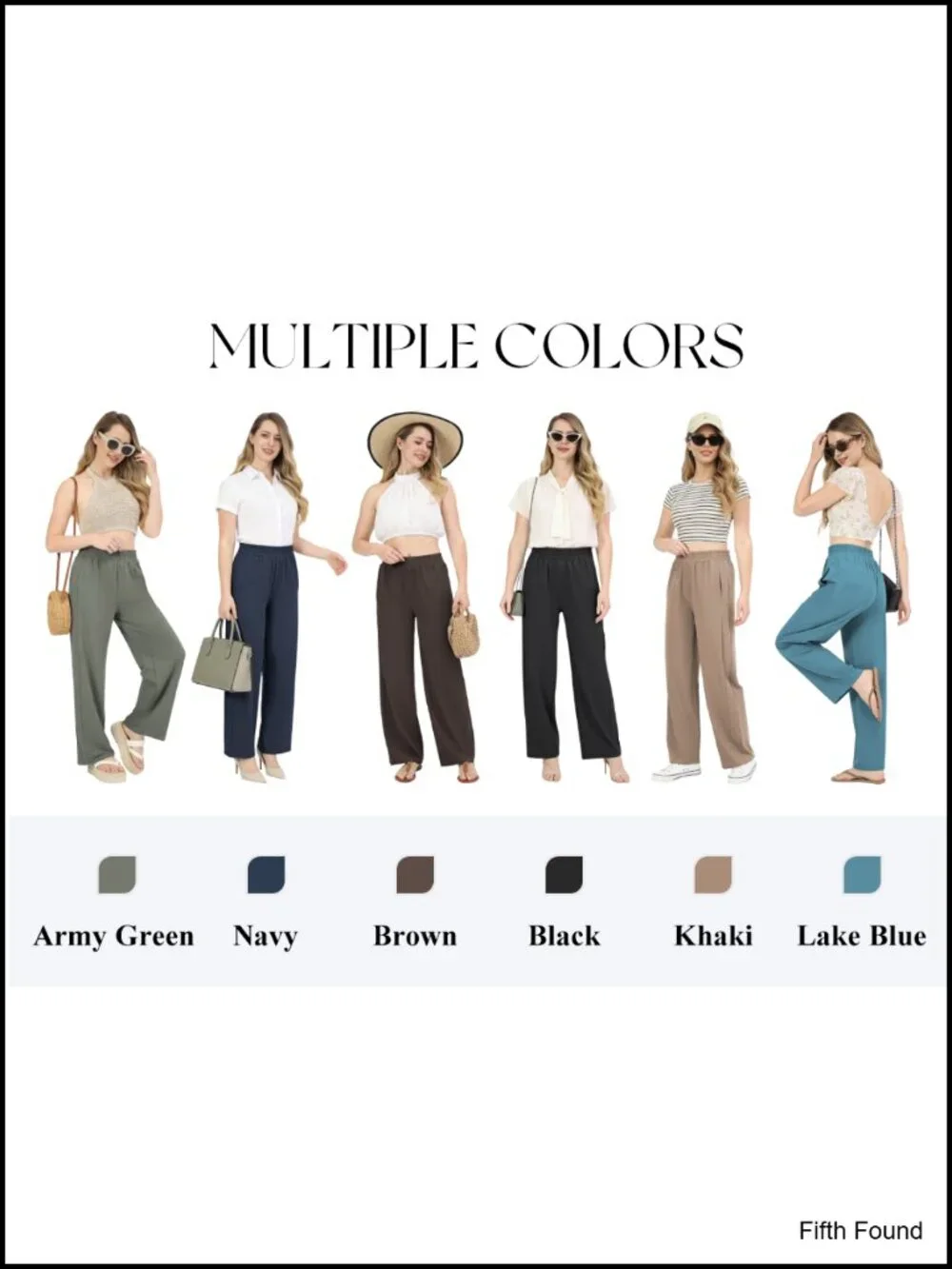 High Waisted Straight Leg Pull On Trousers - Casual Stretch Pants